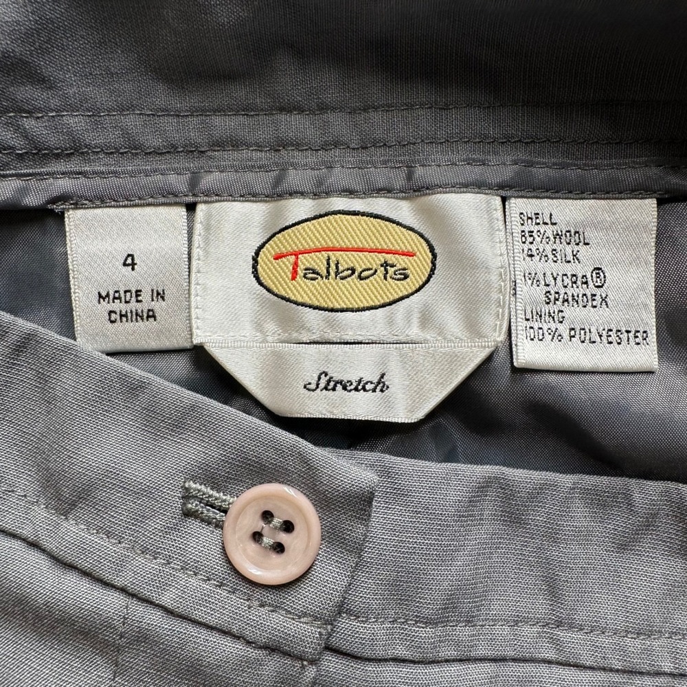 Talbots Stretch Dress Pants Size 4‎ Gray Wool Silk Straight Leg Career Slacks - Picture 7 of 14